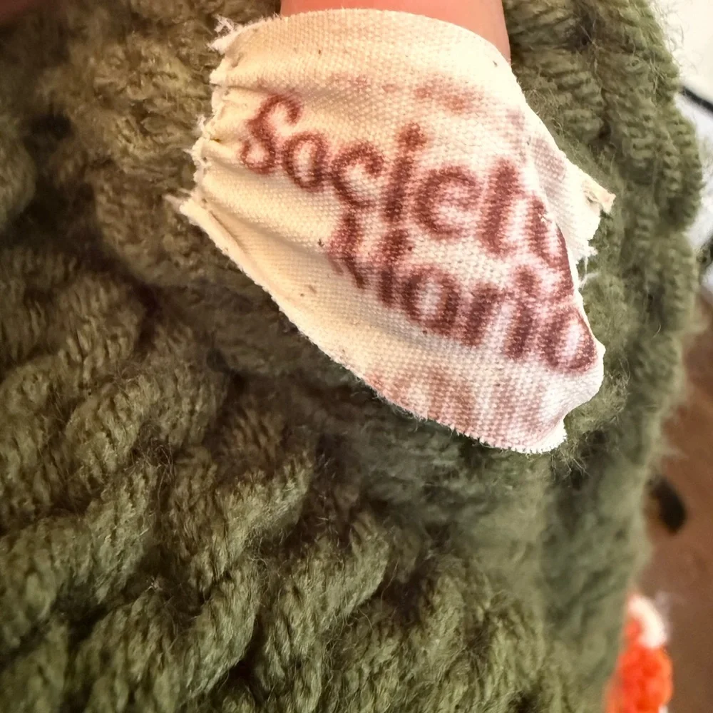 Society Mano Mushroom Green Cropped Chunky Cardigan Sweater Women S/ MSRP$249 - Picture 10 of 10